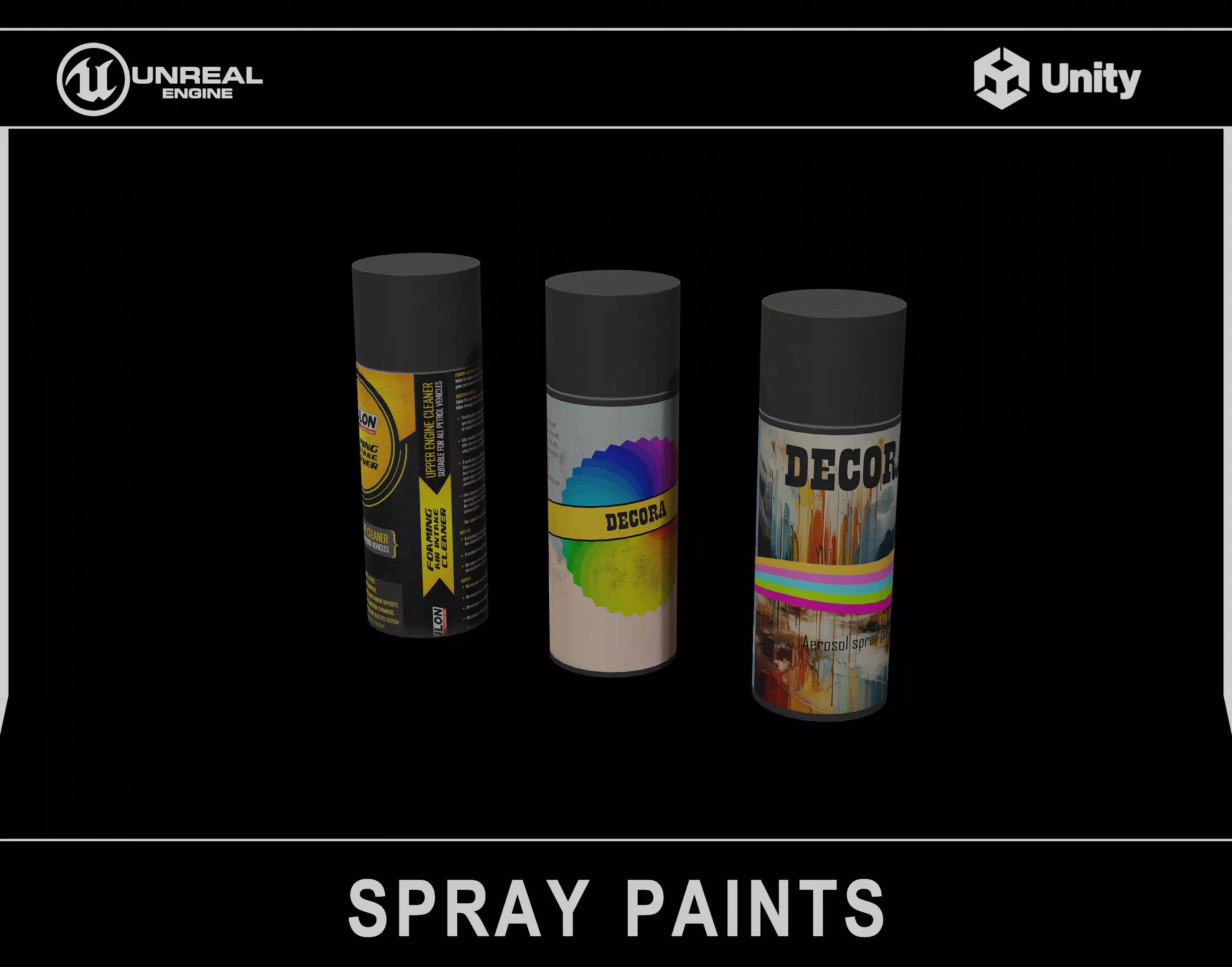 Spray Paint Cans Low-poly 3D model