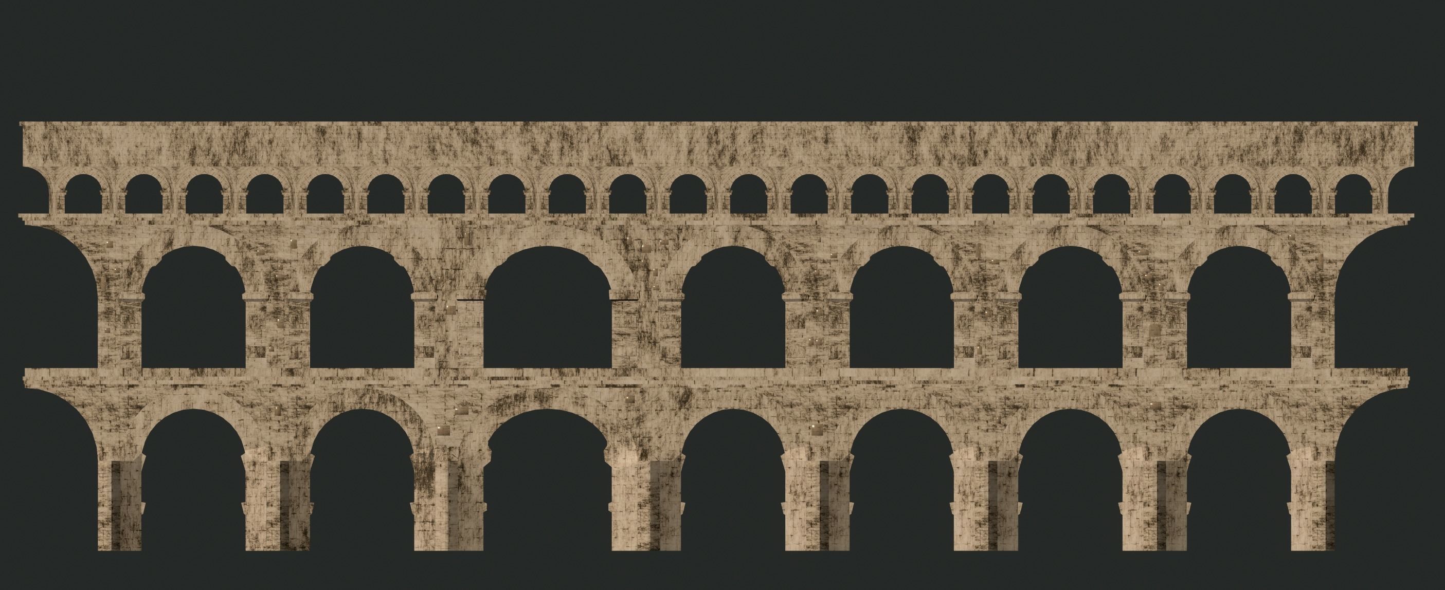 Epic Pont du Gard Build Animation Low-poly 3D model_7