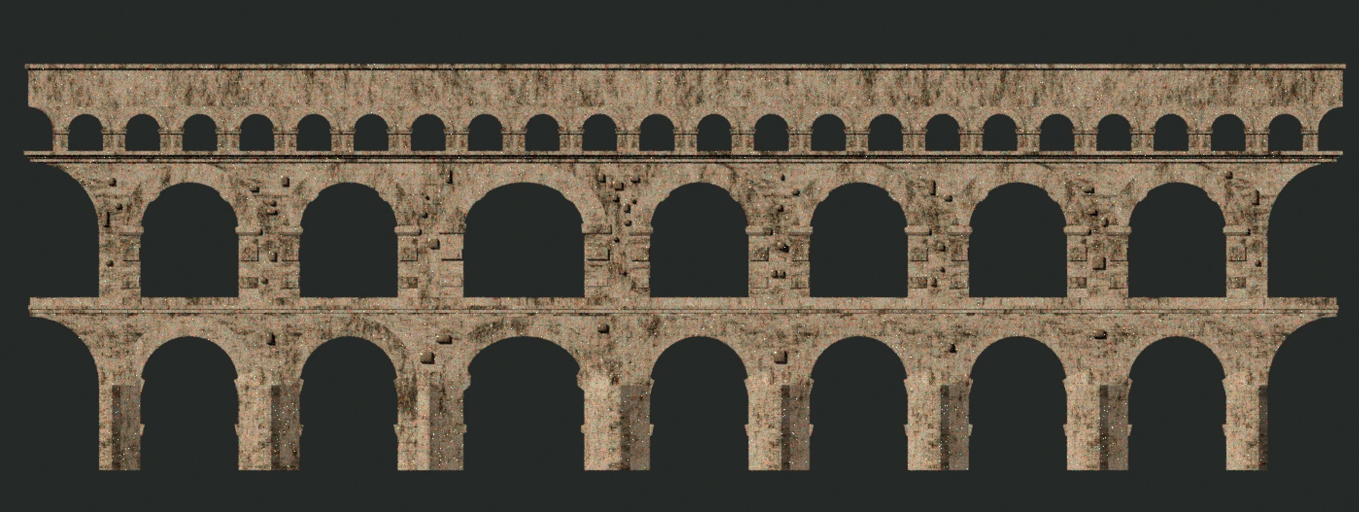 Epic Pont du Gard Build Animation Low-poly 3D model_8