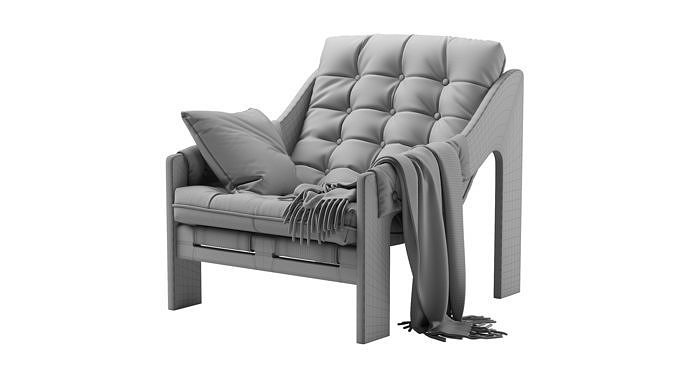 Halston Chair 3D model 6