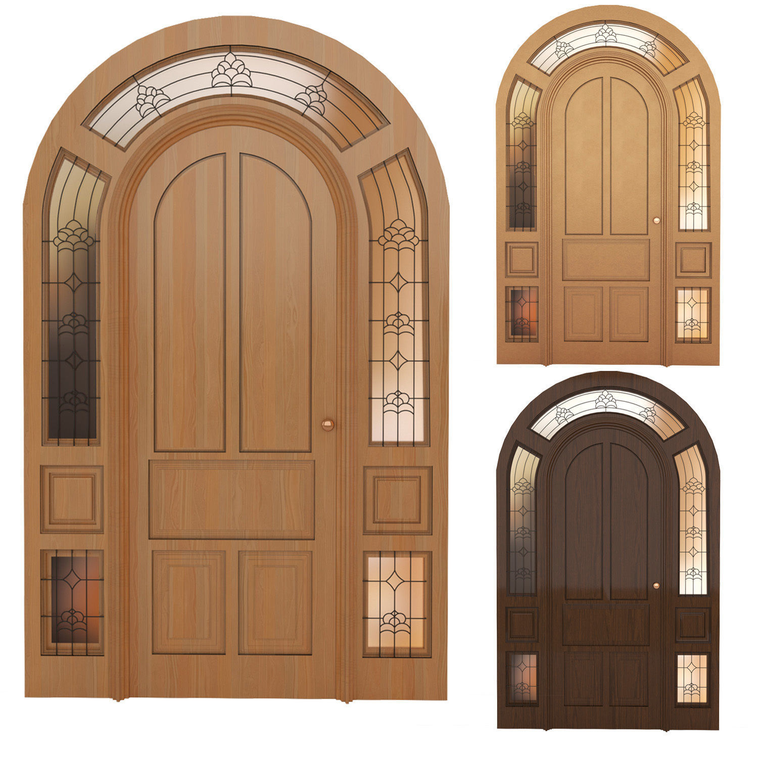Arched door Low-poly 3D model_2