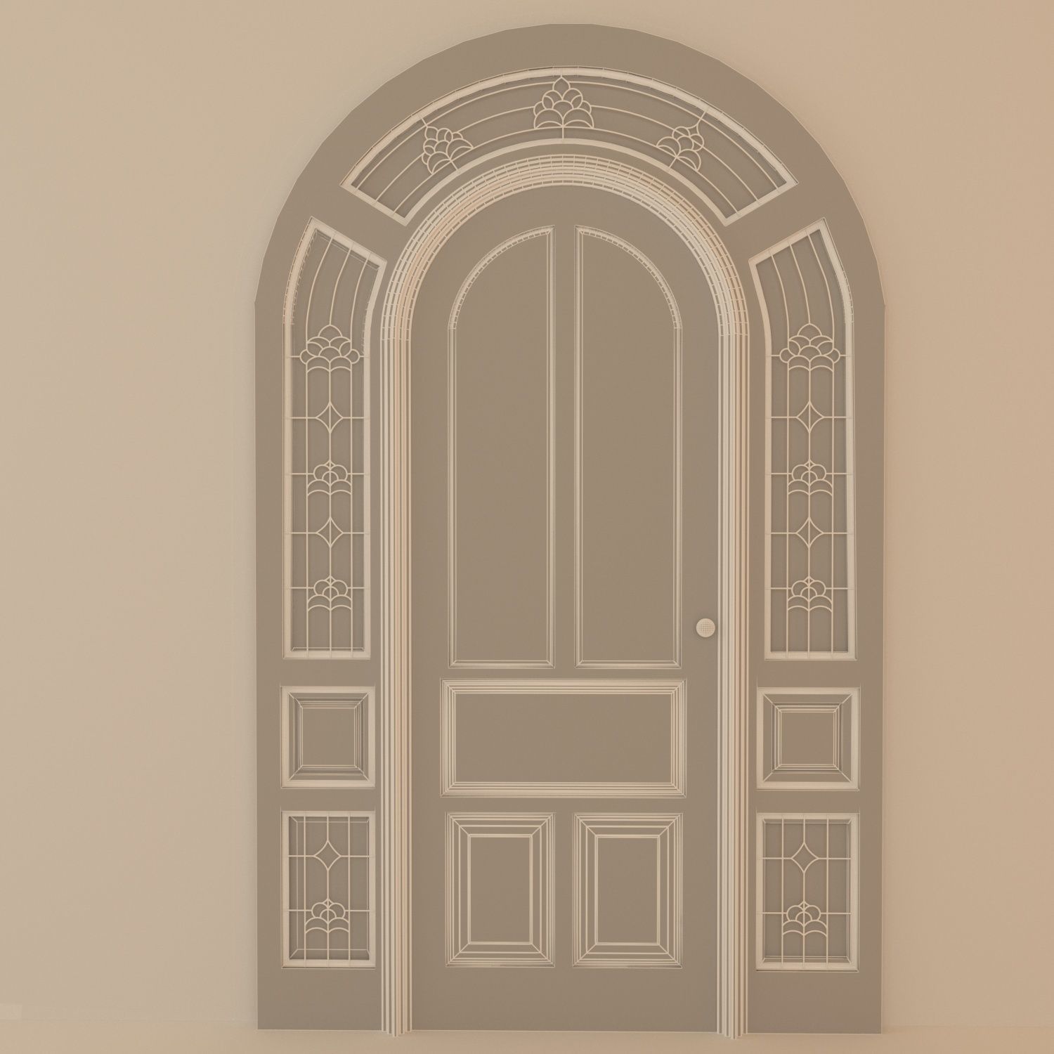 Arched door Low-poly 3D model_3