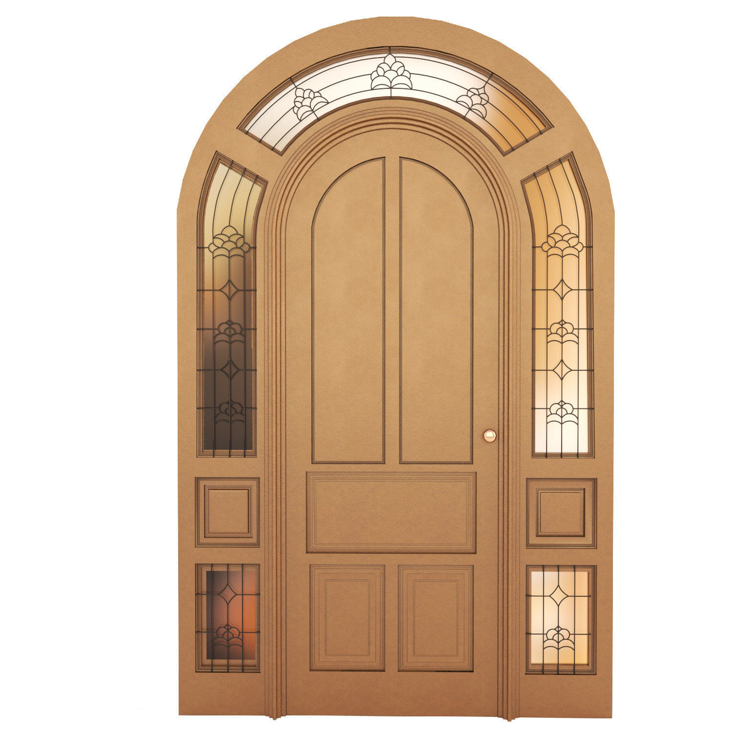 Arched door Low-poly 3D model_4