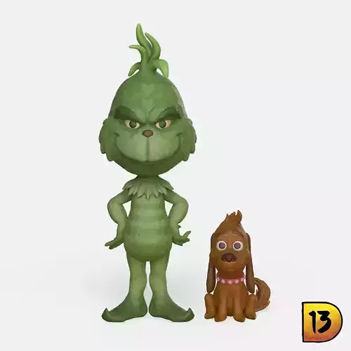 MiniPrint 005 - Grinch and Max 3D print model MiniPrint 005 - Grinch and Max 3D print model