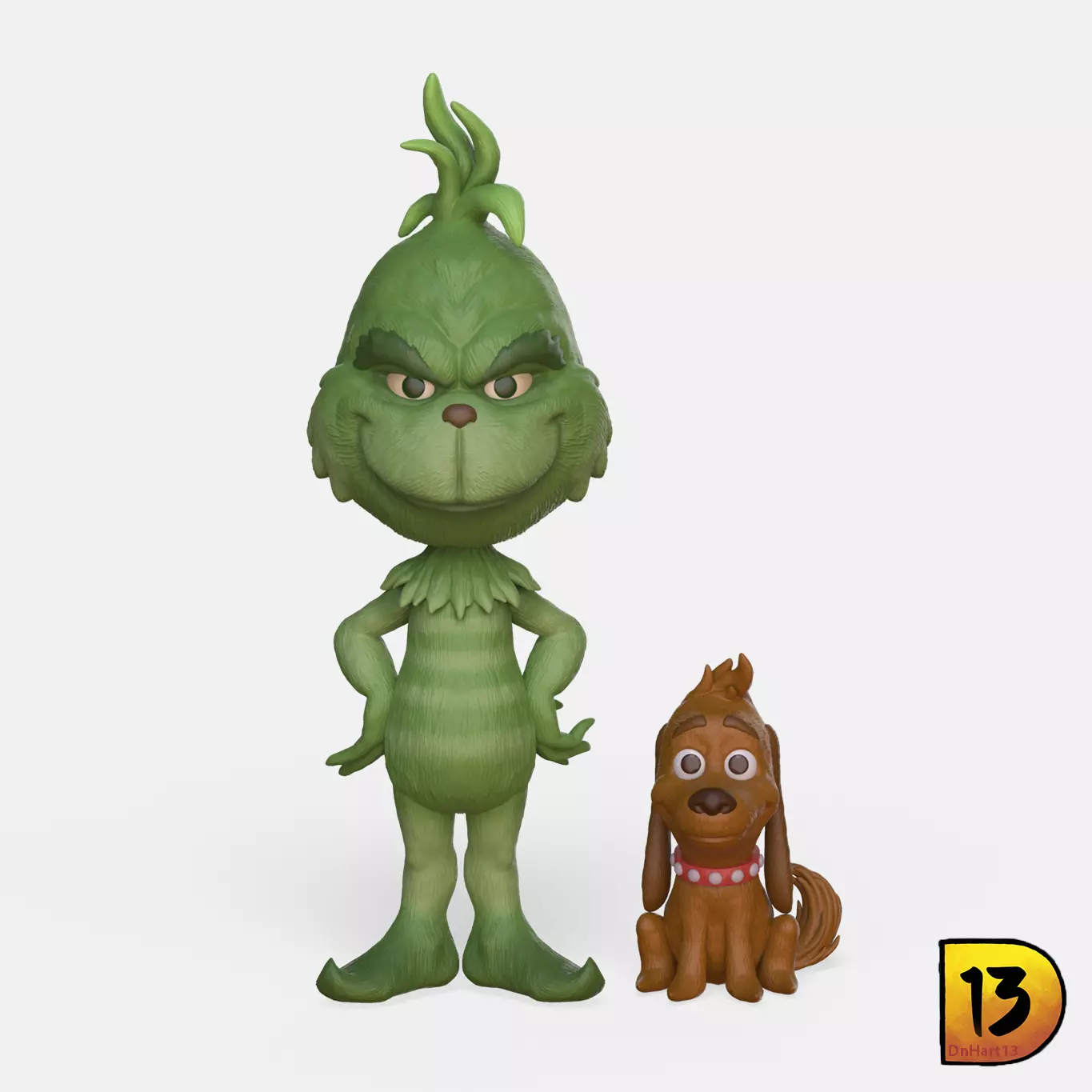 MiniPrint 005 - Grinch and Max 3D print model_0