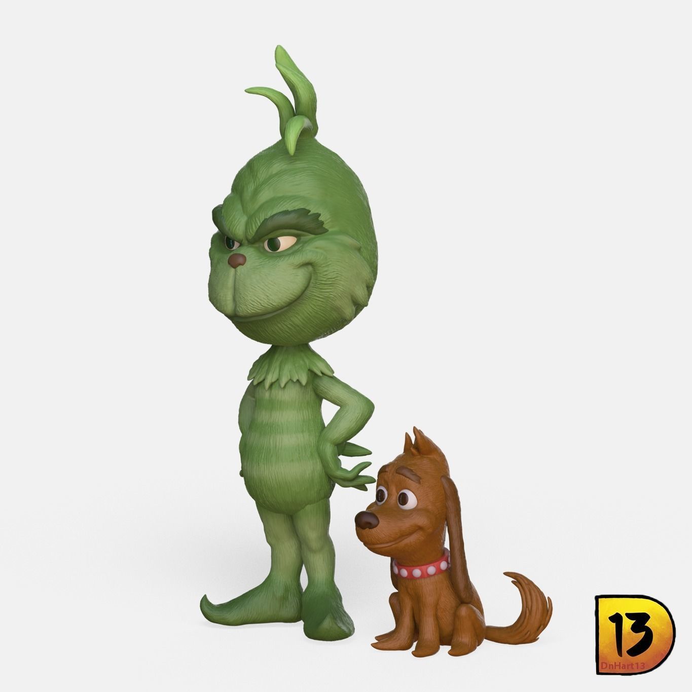 MiniPrint 005 - Grinch and Max 3D print model_1
