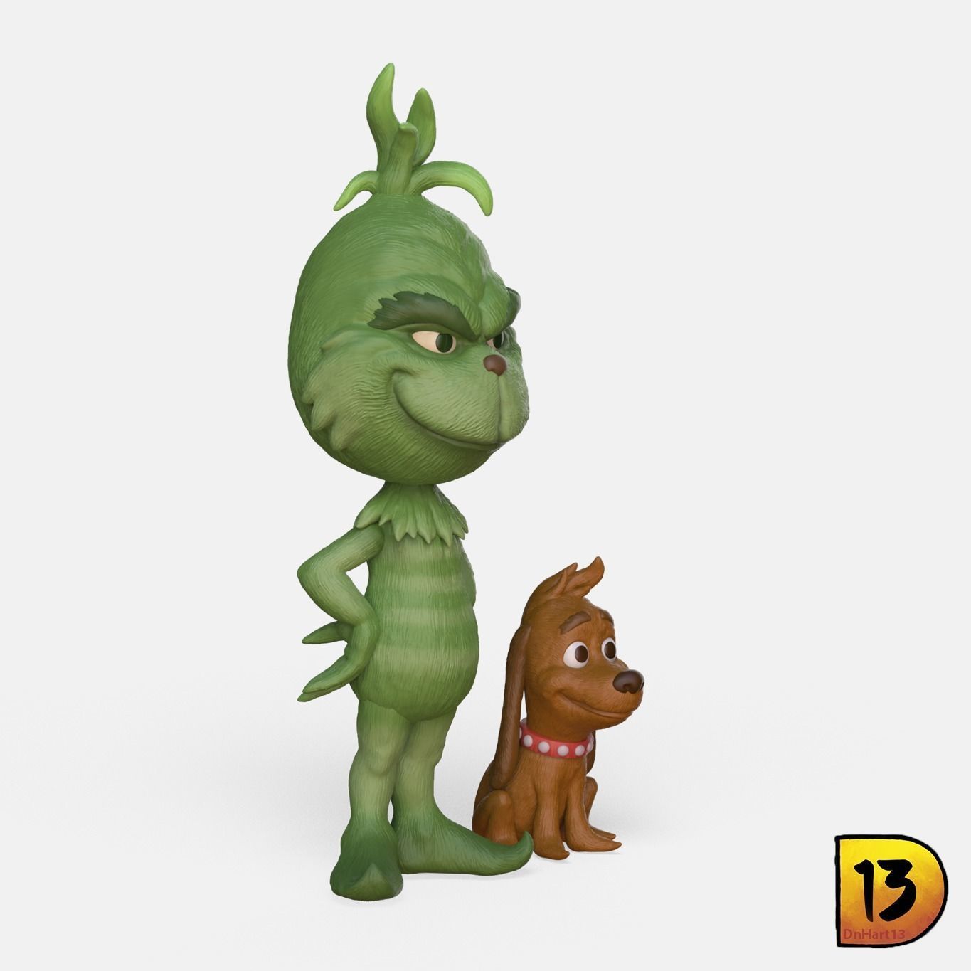 MiniPrint 005 - Grinch and Max 3D print model_2