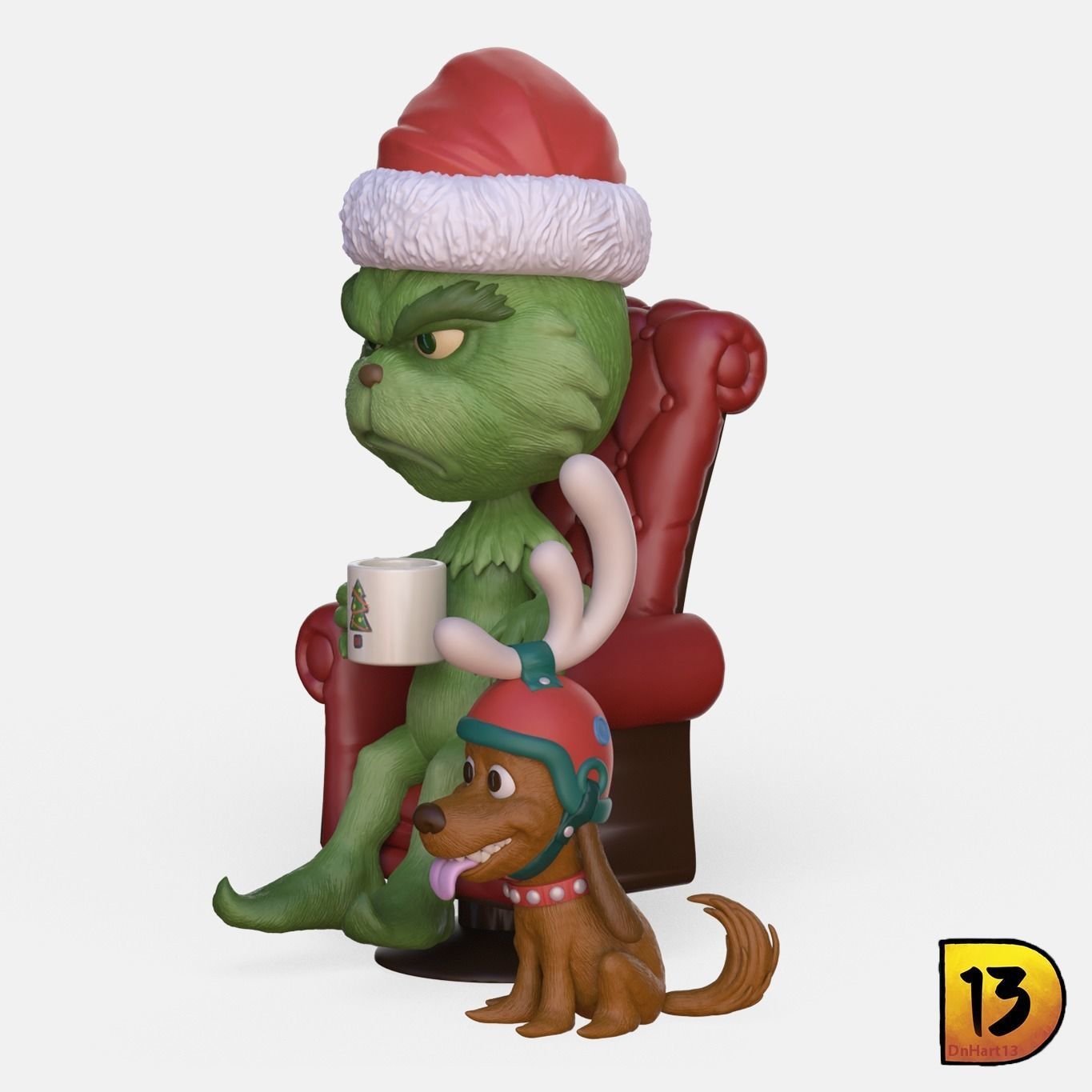 MiniPrint 005 - Grinch with chair and Max 3D print model_2