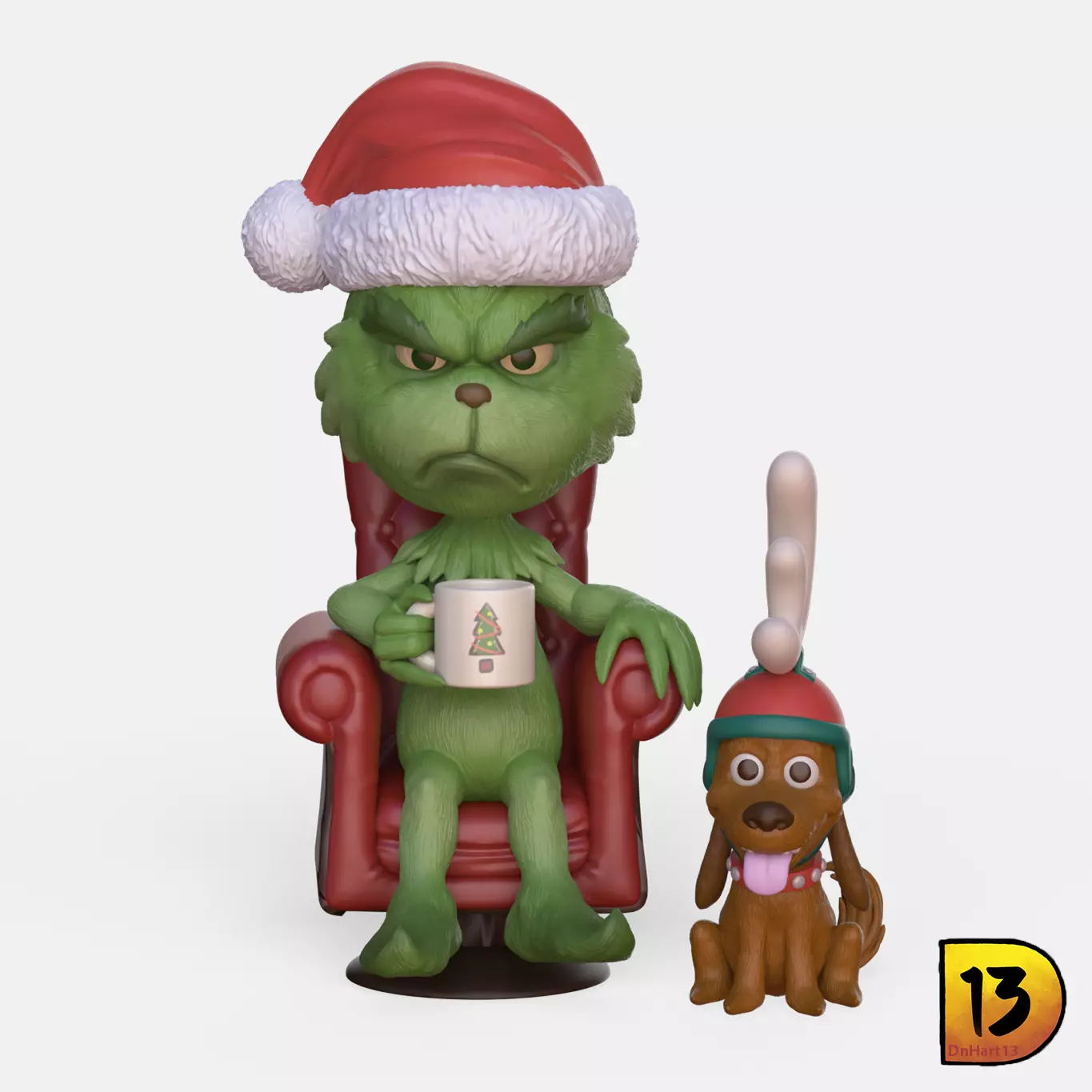 MiniPrint 005 - Grinch with chair and Max 3D print model_0