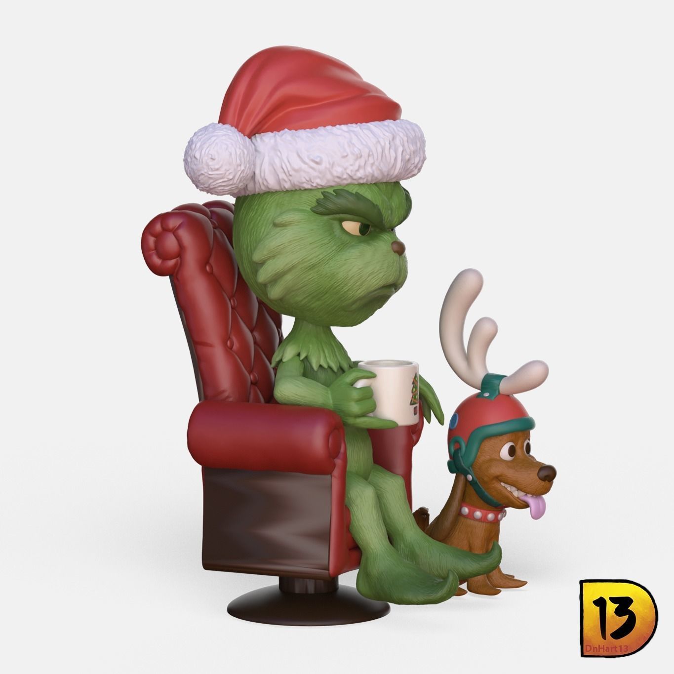MiniPrint 005 - Grinch with chair and Max 3D print model_1