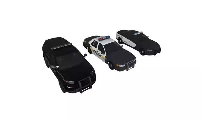 Police Cars Package Low-poly 3D model