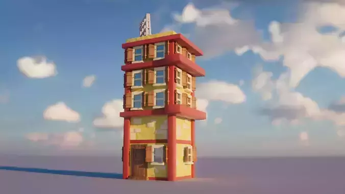 Cute Apartment building - Cartoon style