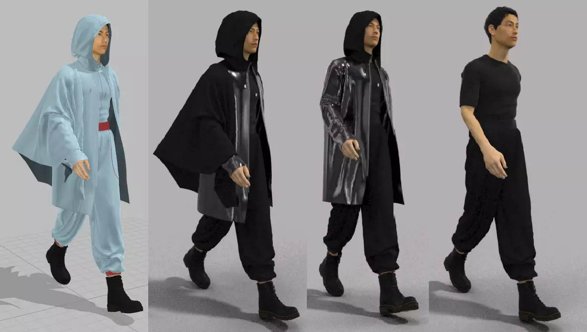 Techwear Walking Possed Male Outfitt 3D model