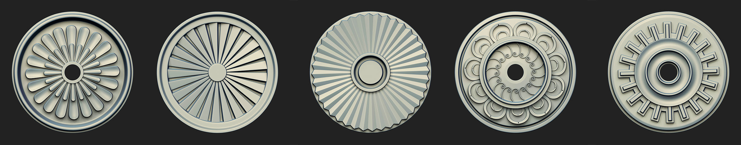 20 Rosette Ceiling Base Mesh Vol 2 Low-poly 3D model_3