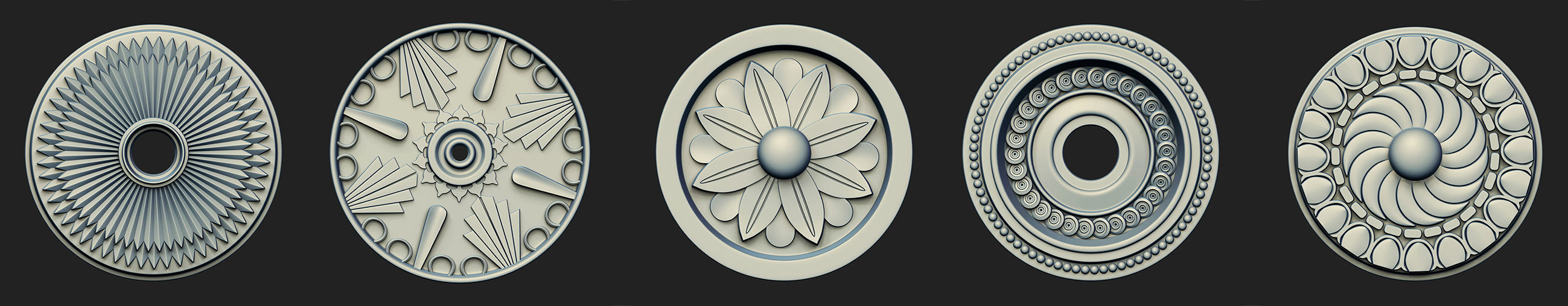 20 Rosette Ceiling Base Mesh Vol 2 Low-poly 3D model_2