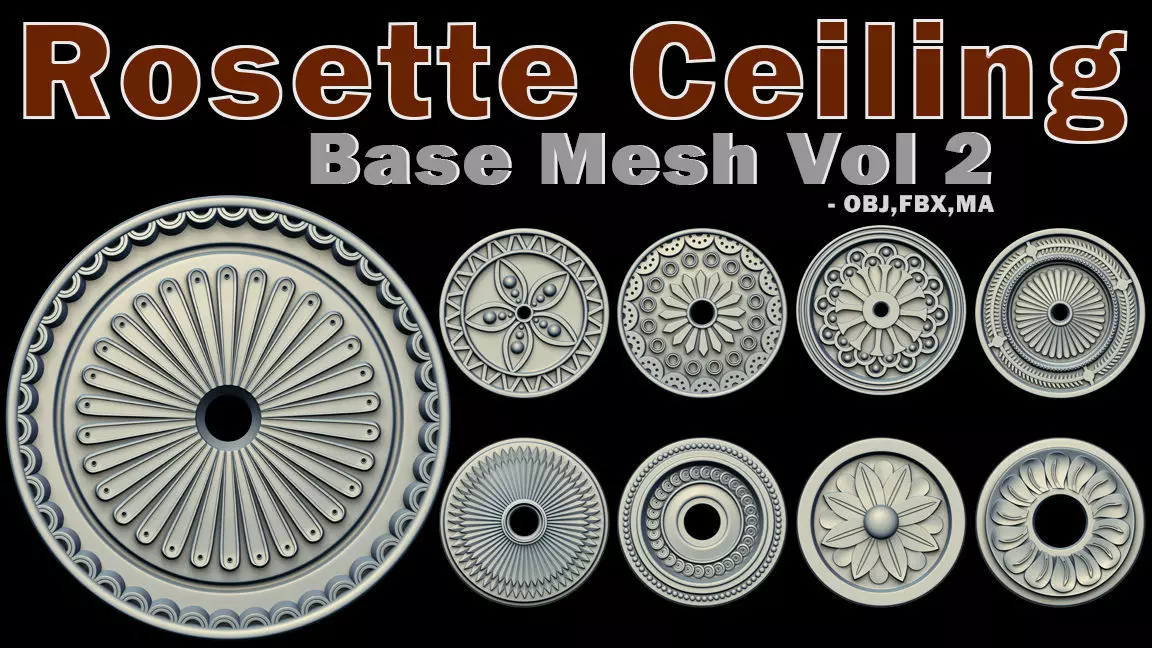 20 Rosette Ceiling Base Mesh Vol 2 Low-poly 3D model_0