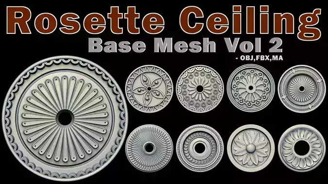 20 Rosette Ceiling Base Mesh Vol 2 Low-poly 3D model
