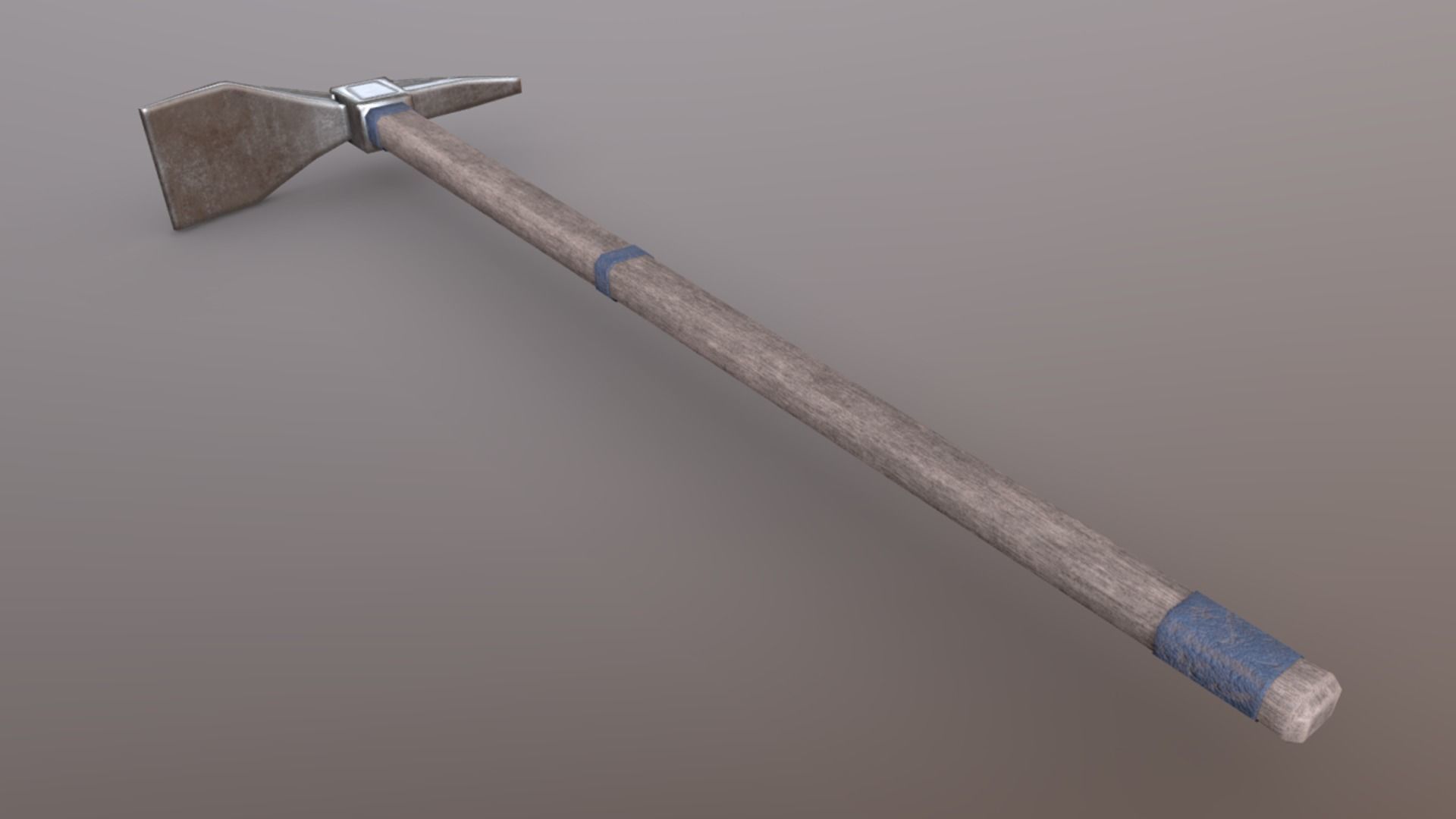 Hoe - Silver Low-poly 3D model_4