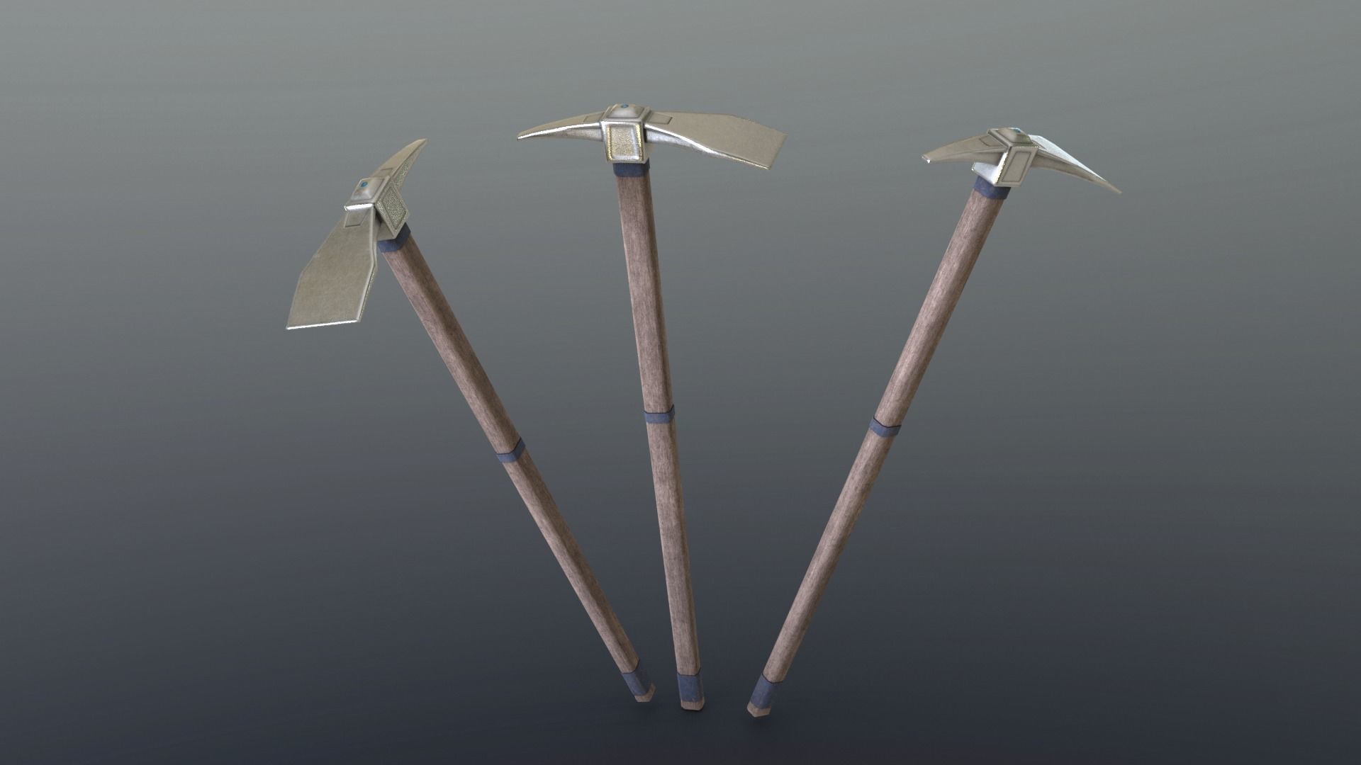 Hoe - Silver Low-poly 3D model_5