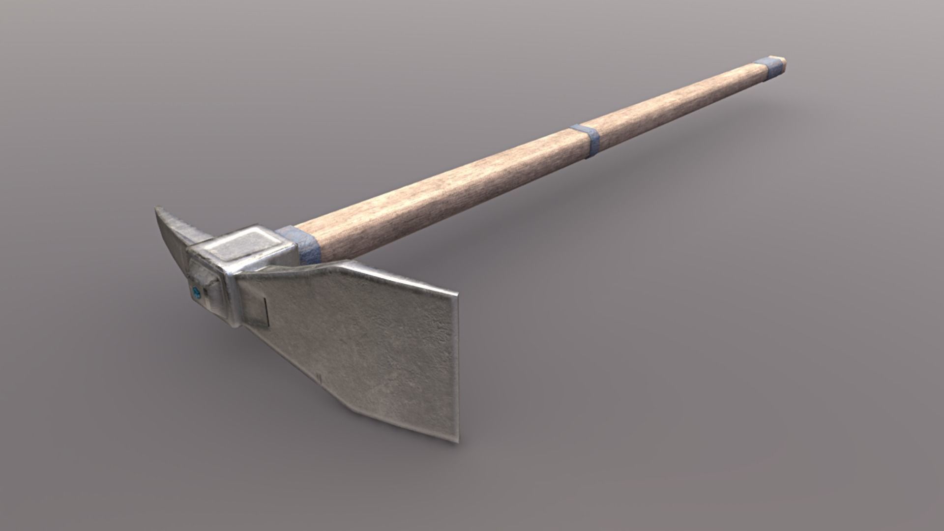 Hoe - Silver Low-poly 3D model_3