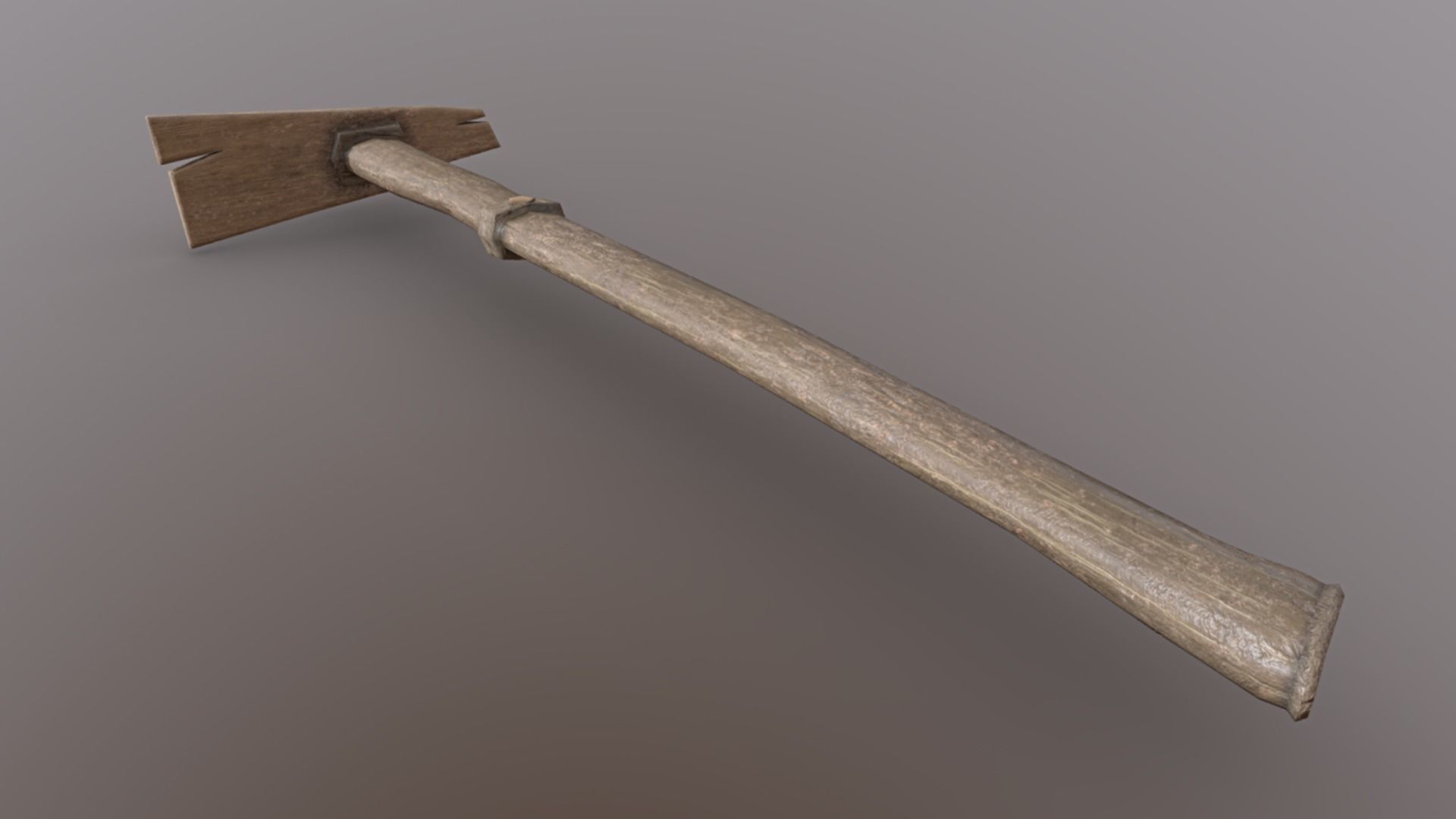 Hoe - Wood Low-poly 3D model_5