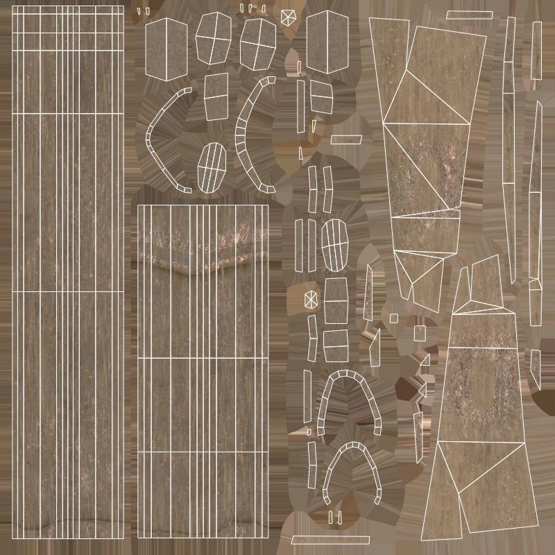 Hoe - Wood Low-poly 3D model_6