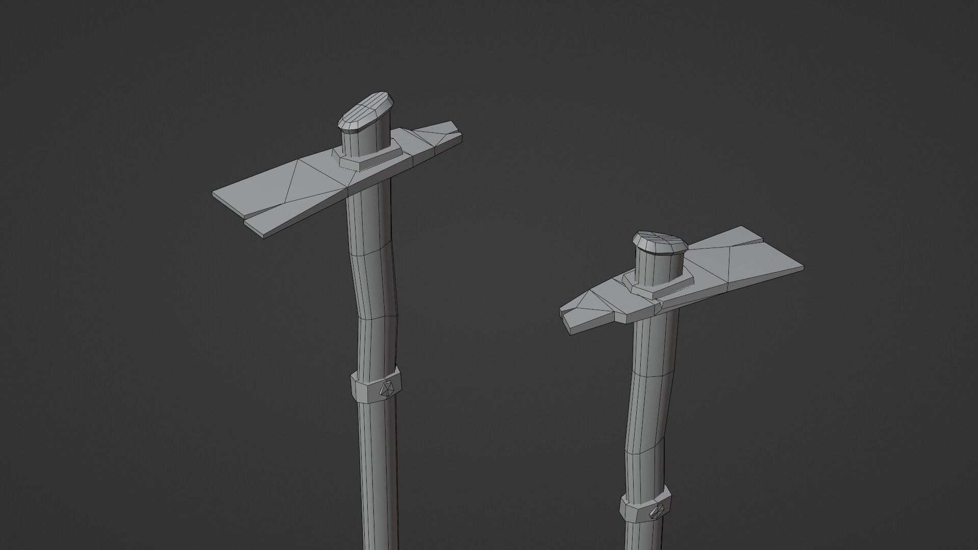 Hoe - Wood Low-poly 3D model_7