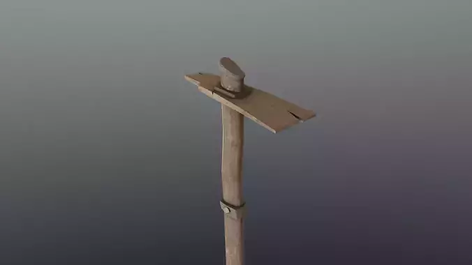 Hoe - Wood Low-poly 3D model