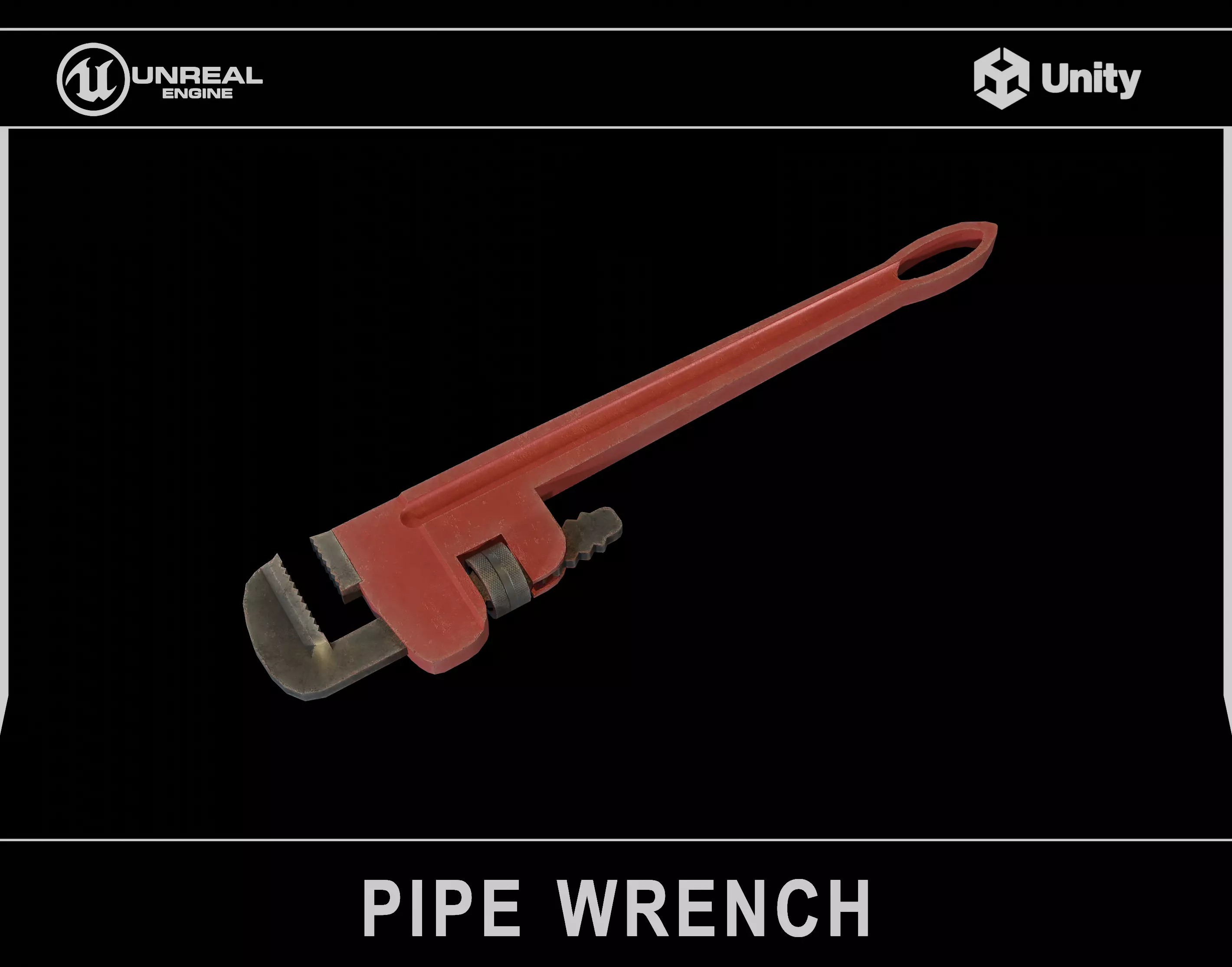 Pipe Wrench Low-poly 3D model_0
