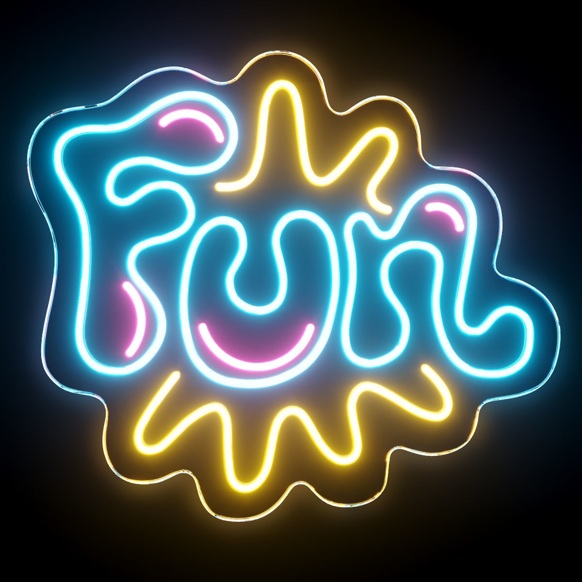 Fun Neon Sign 3D model_1