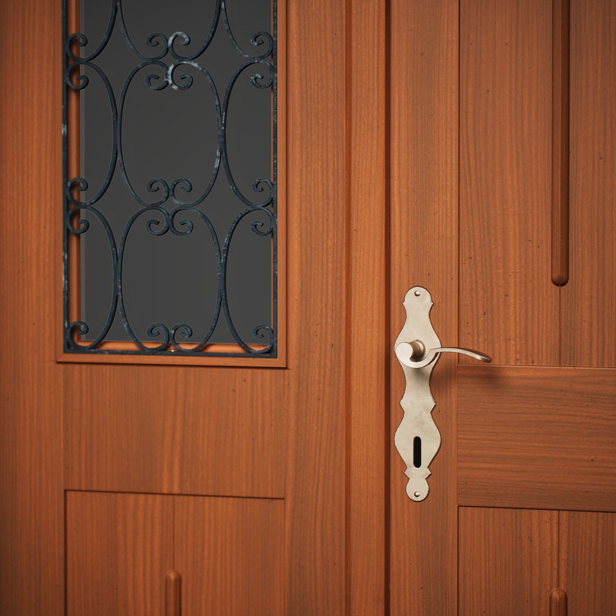 Wood Door 4 3D model_1