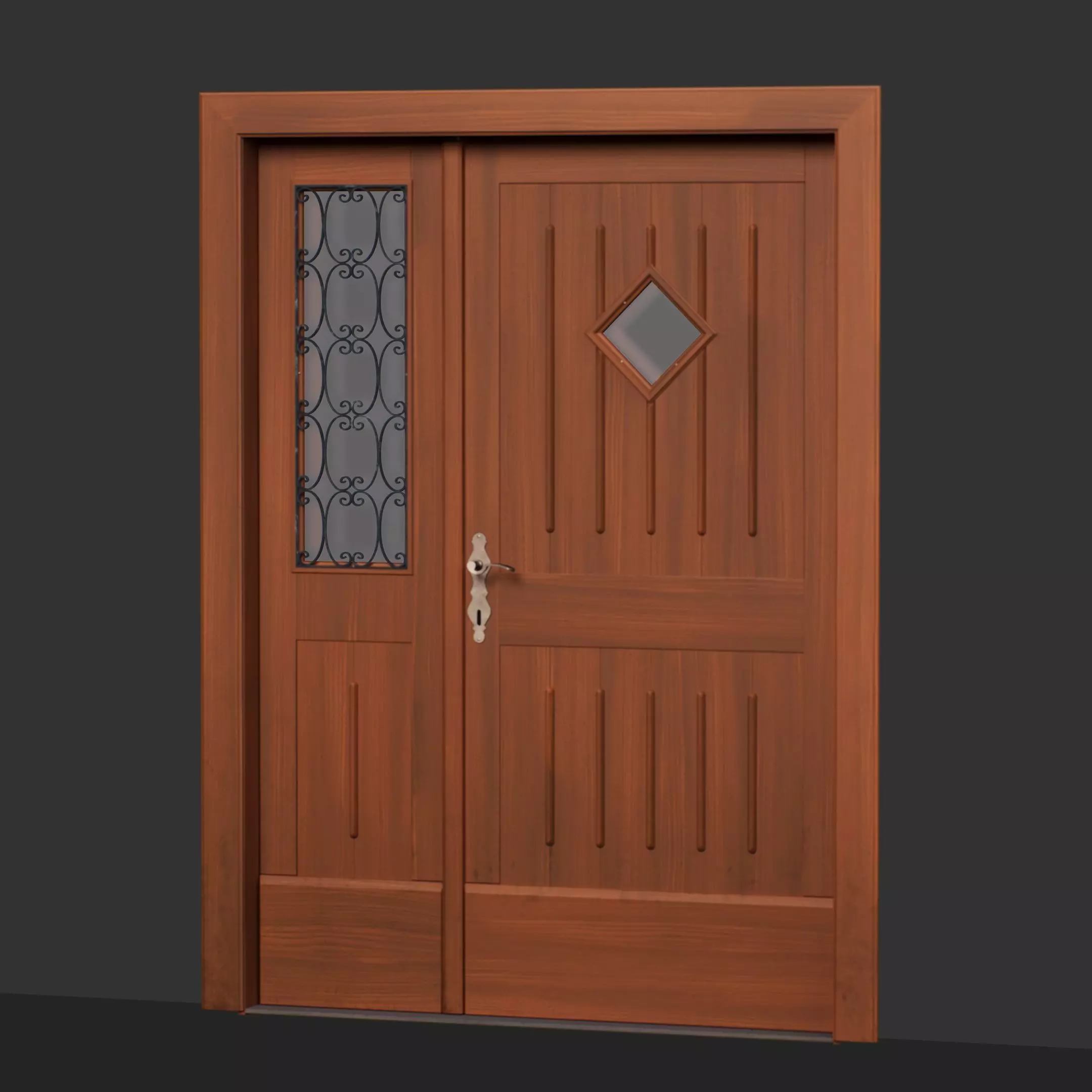 Wood Door 4 3D model_0