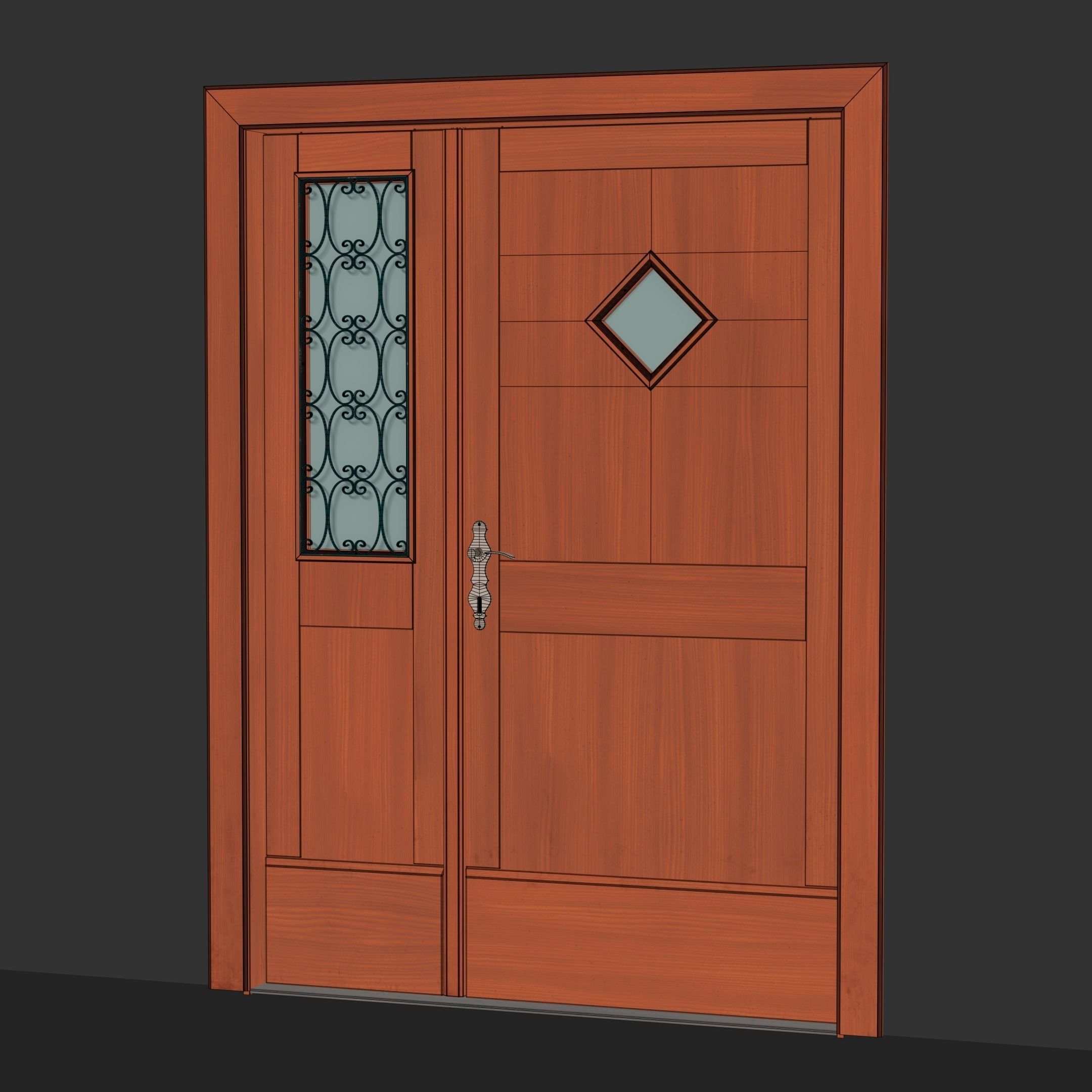 Wood Door 4 3D model_2