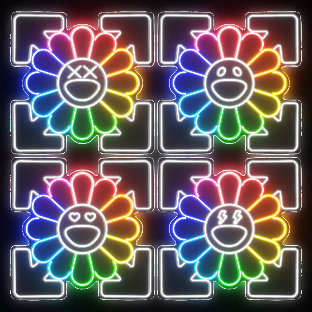 KAWS Sunflower by Takashi Murakami Neon Signs 3D model_0
