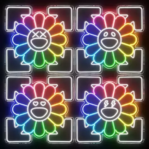 KAWS Sunflower by Takashi Murakami Neon Signs