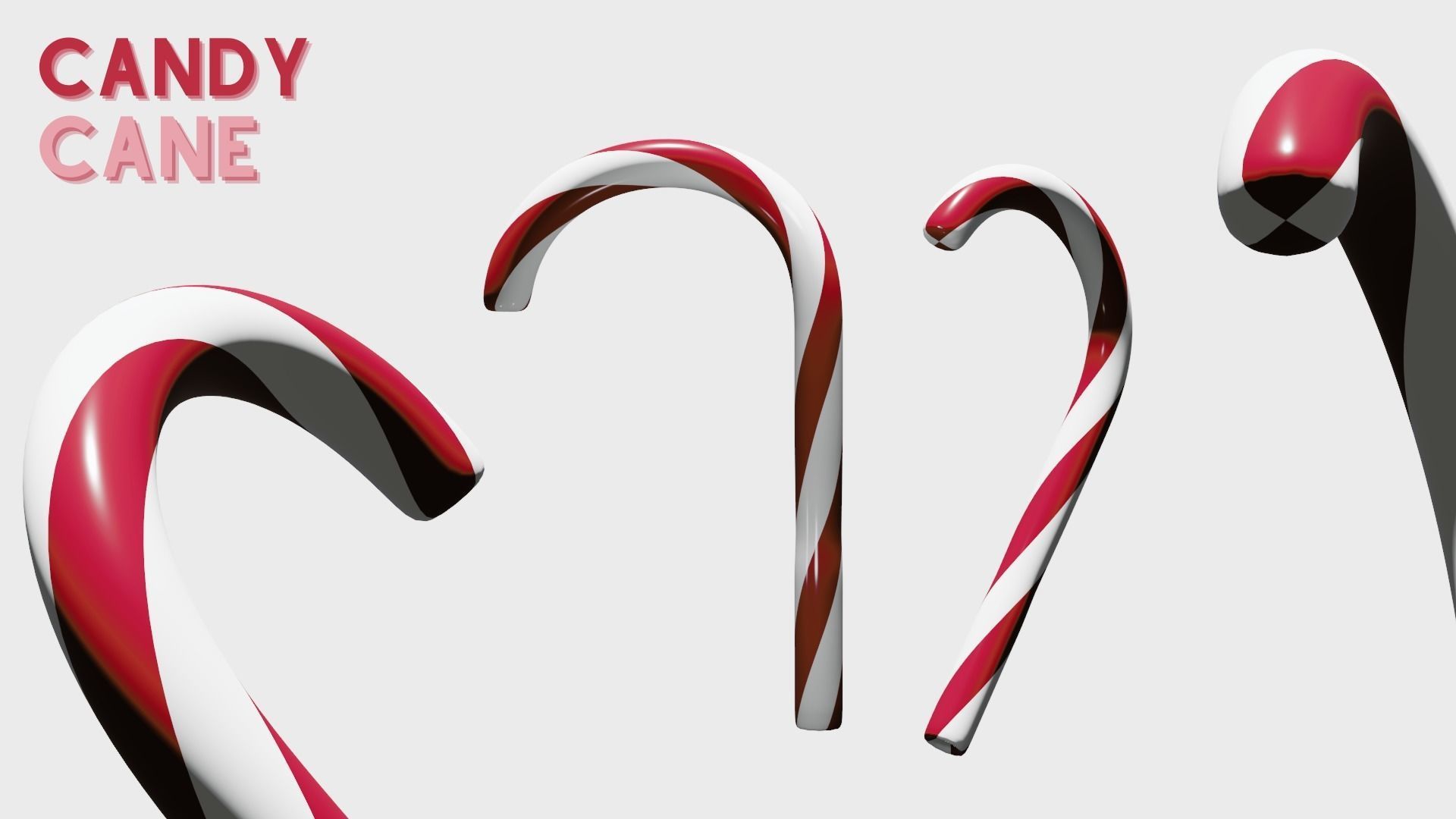 Christmas Candy Cane Low-poly 3D model Low-poly 3D model_2