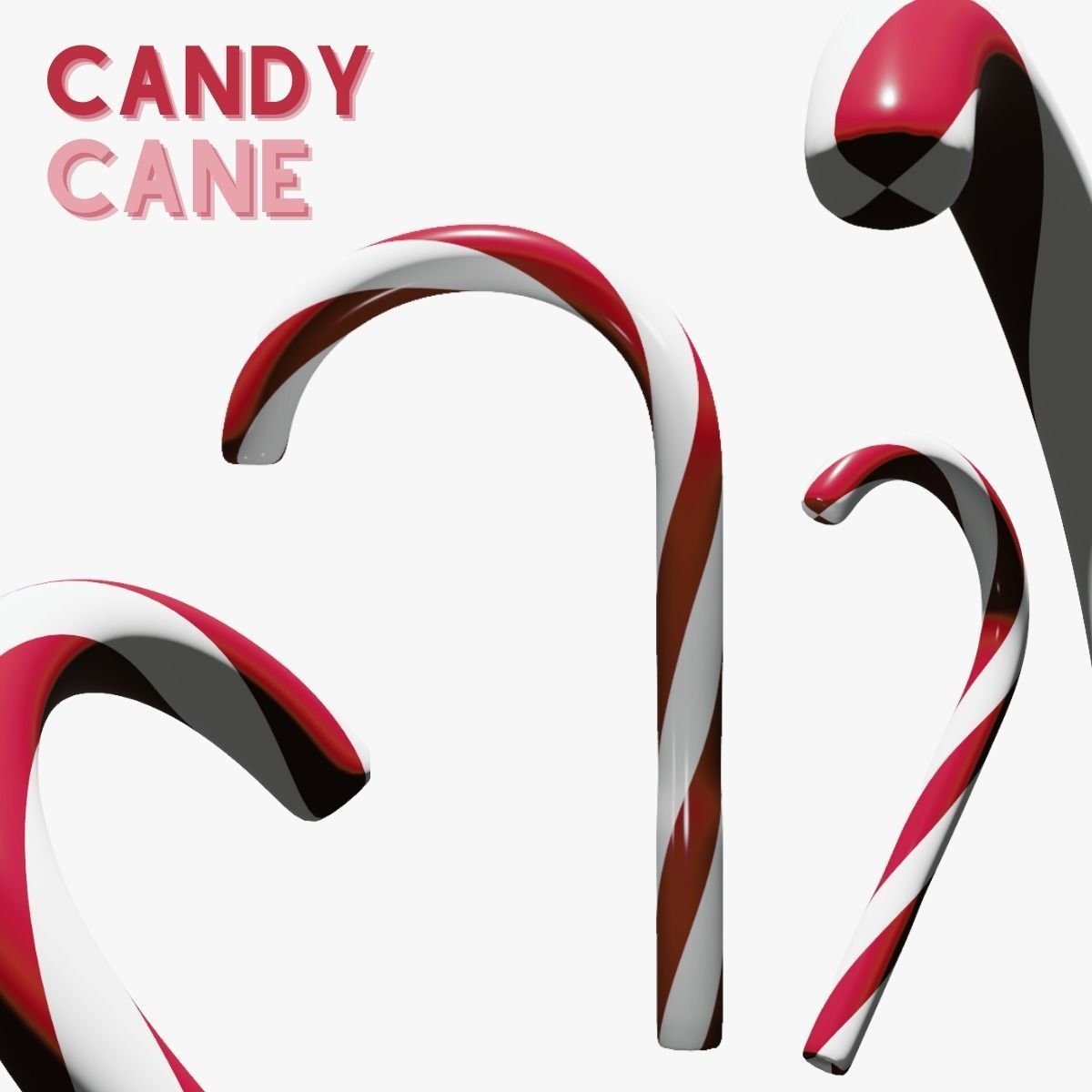 Christmas Candy Cane Low-poly 3D model Low-poly 3D model_1