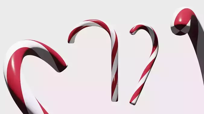 Christmas Candy Cane Low-poly 3D model