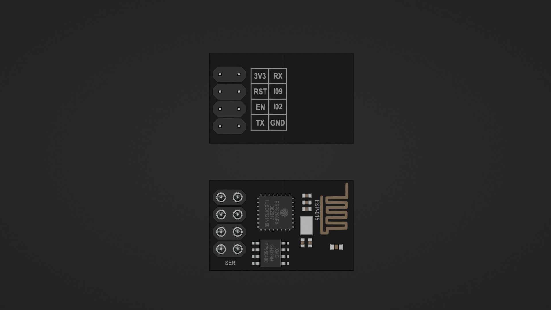 Wifi Module Board ESP8266 Low-poly 3D model_20