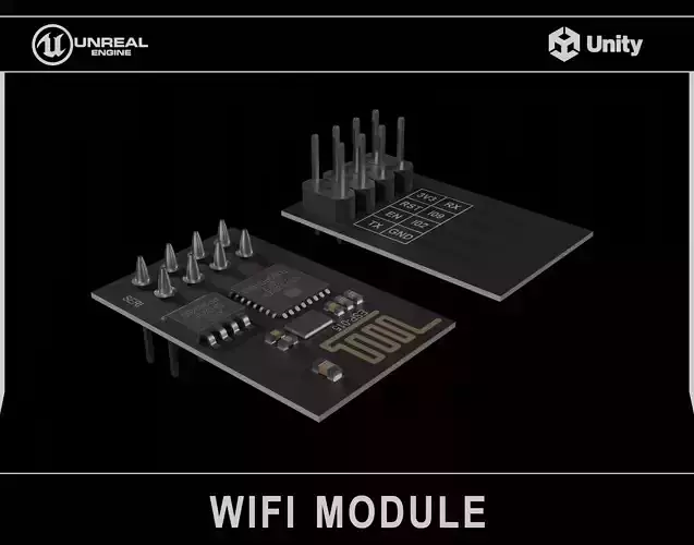Wifi Module Board ESP8266 Low-poly 3D model