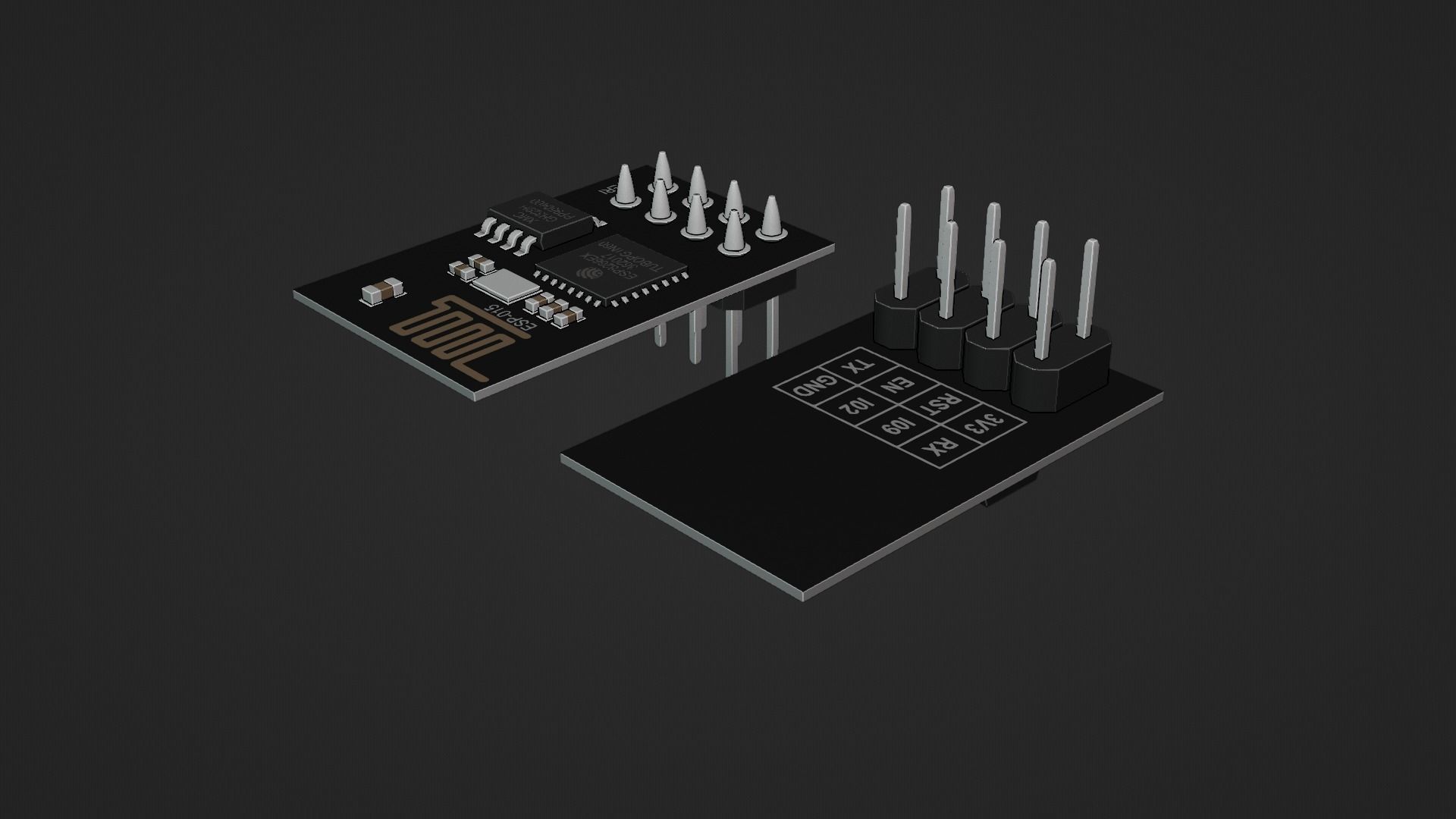 Wifi Module Board ESP8266 Low-poly 3D model_11