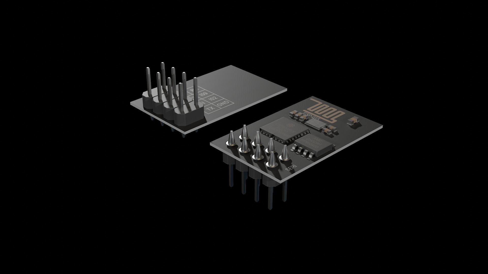 Wifi Module Board ESP8266 Low-poly 3D model_3