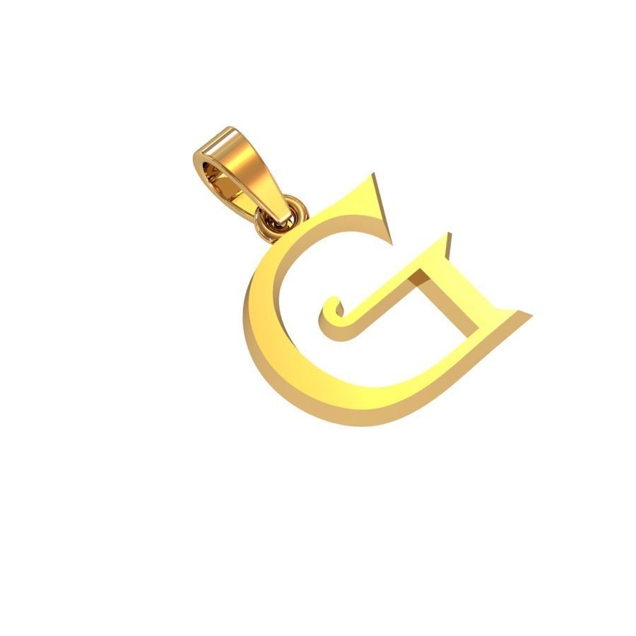 G letter pendant 3D print model_2