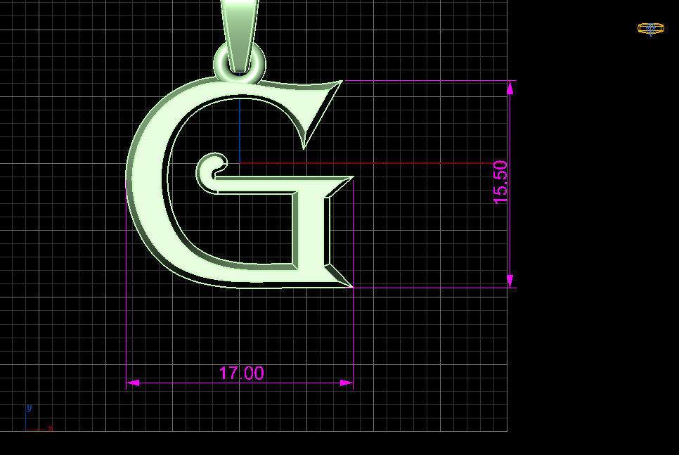 G letter pendant 3D print model_5