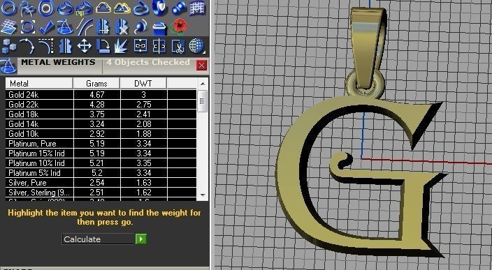 G letter pendant 3D print model_4