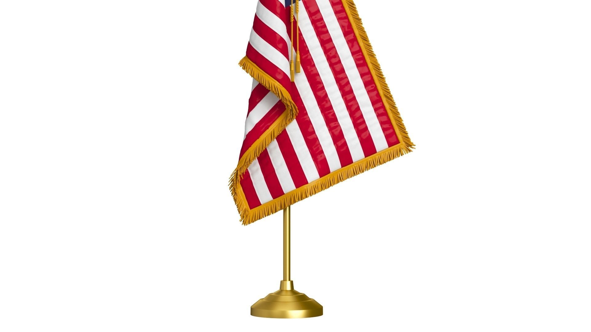 American Table Flag with Pole Eagle Topper 3D model_3
