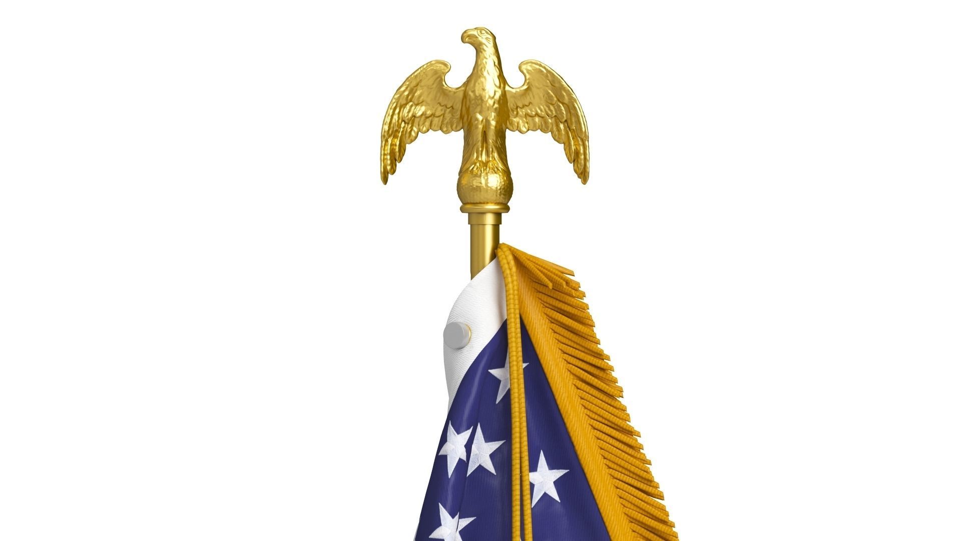 American Table Flag with Pole Eagle Topper 3D model_4