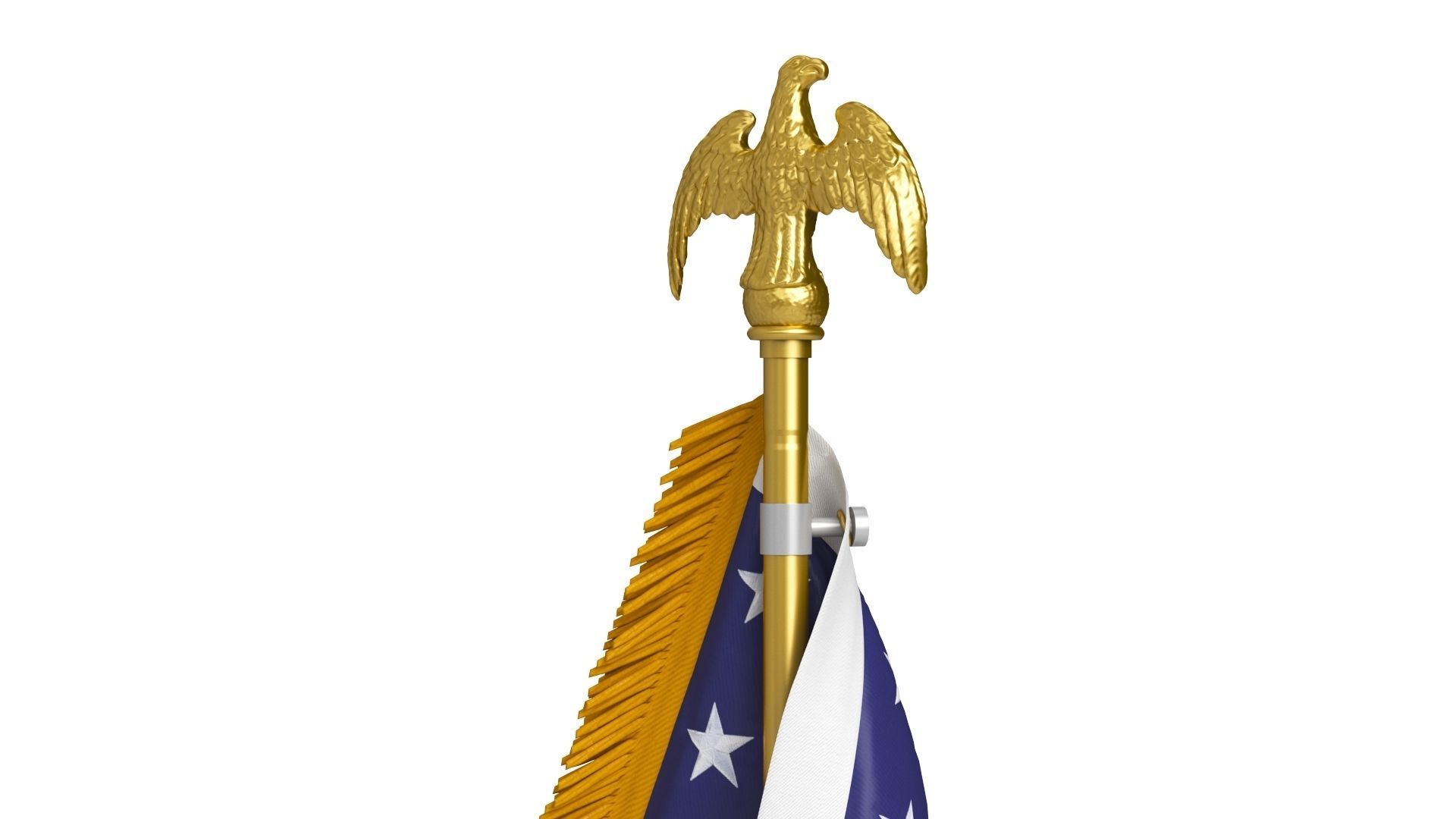 American Table Flag with Pole Eagle Topper 3D model_6