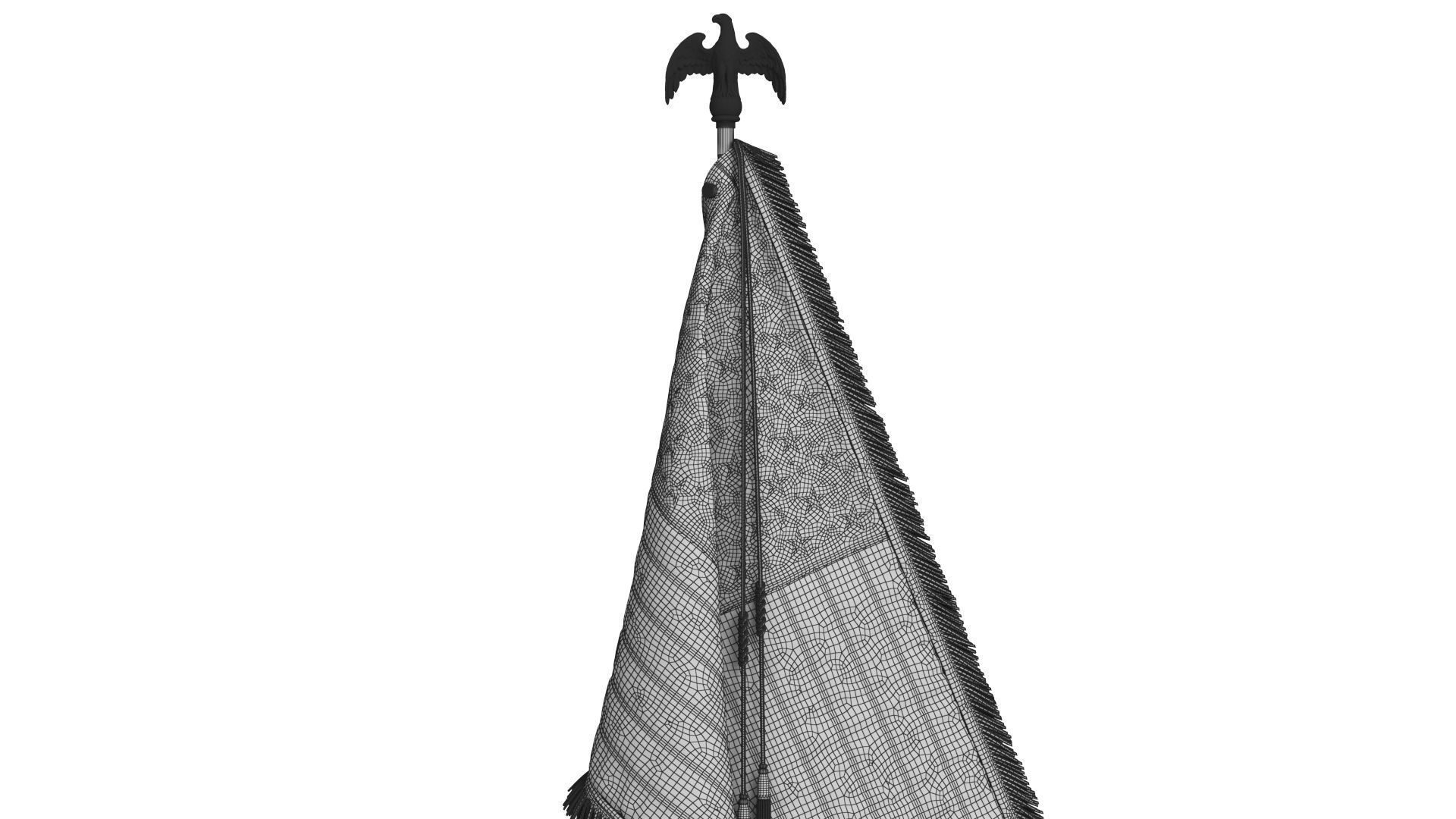 American Table Flag with Pole Eagle Topper 3D model_9