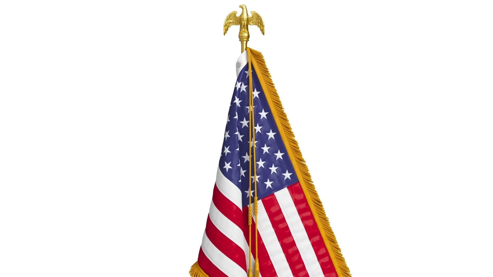 American Table Flag with Pole Eagle Topper 3D model_2